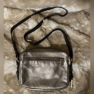 Fossil silvery gold cross body bag